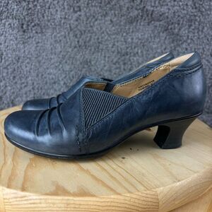 Earth Day Tripper Kitten Heel Shoe Womens 6 Leather Admiral Blue Slip On Pump
